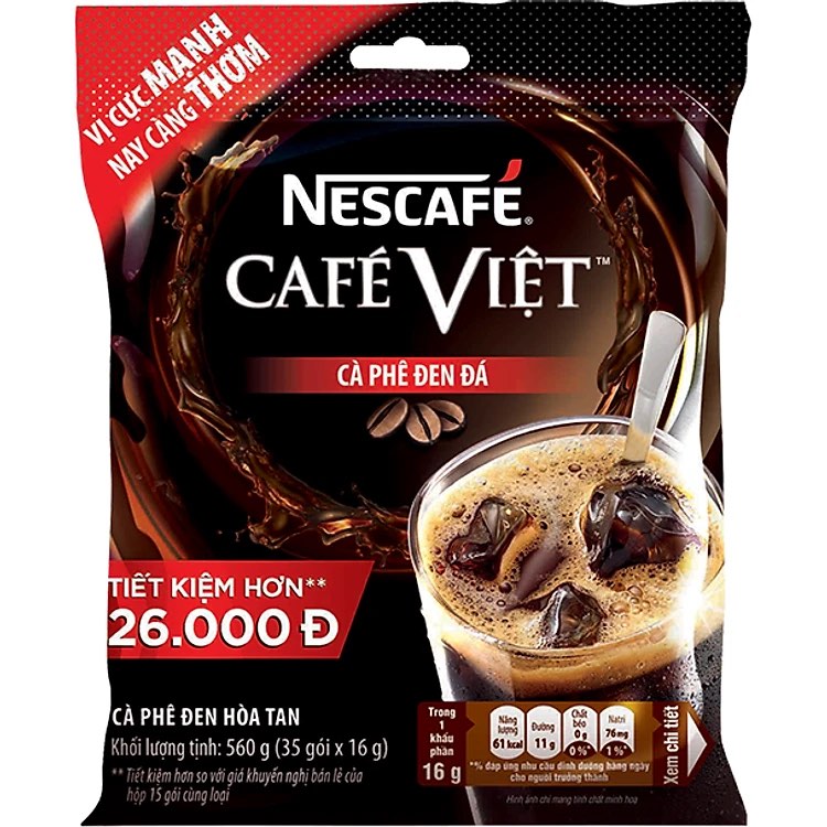 Collection of Nescafe Cafe Viet Black Iced Instant Coffee Drink Mix 35 Sachets x 16g in a gallery layout