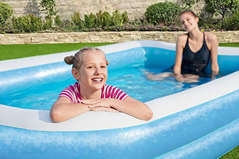 Family Lounge Pool, Rectangular Inflatable Set, 10ft x 7ft x 27in | Above Ground Pool, Blue