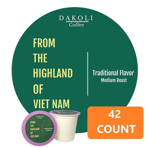 Dakoli V- Cup Coffee, Medium and Dark Roast, Supremo Blend Vietnamese-Colombia Coffee