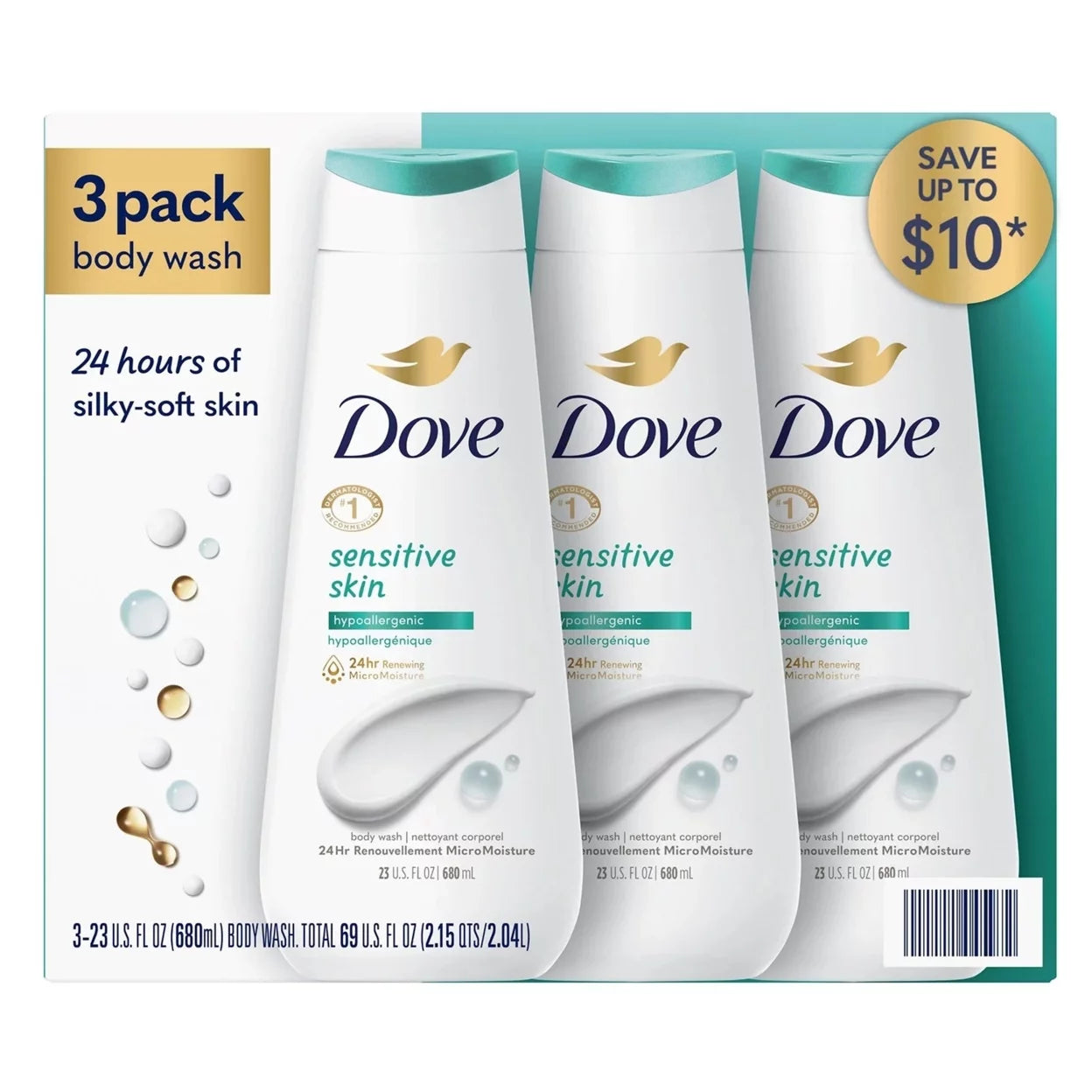 Collection of Dove Nourishing Body Wash, 23 Fluid Ounce (Pack of 3) in a gallery layout