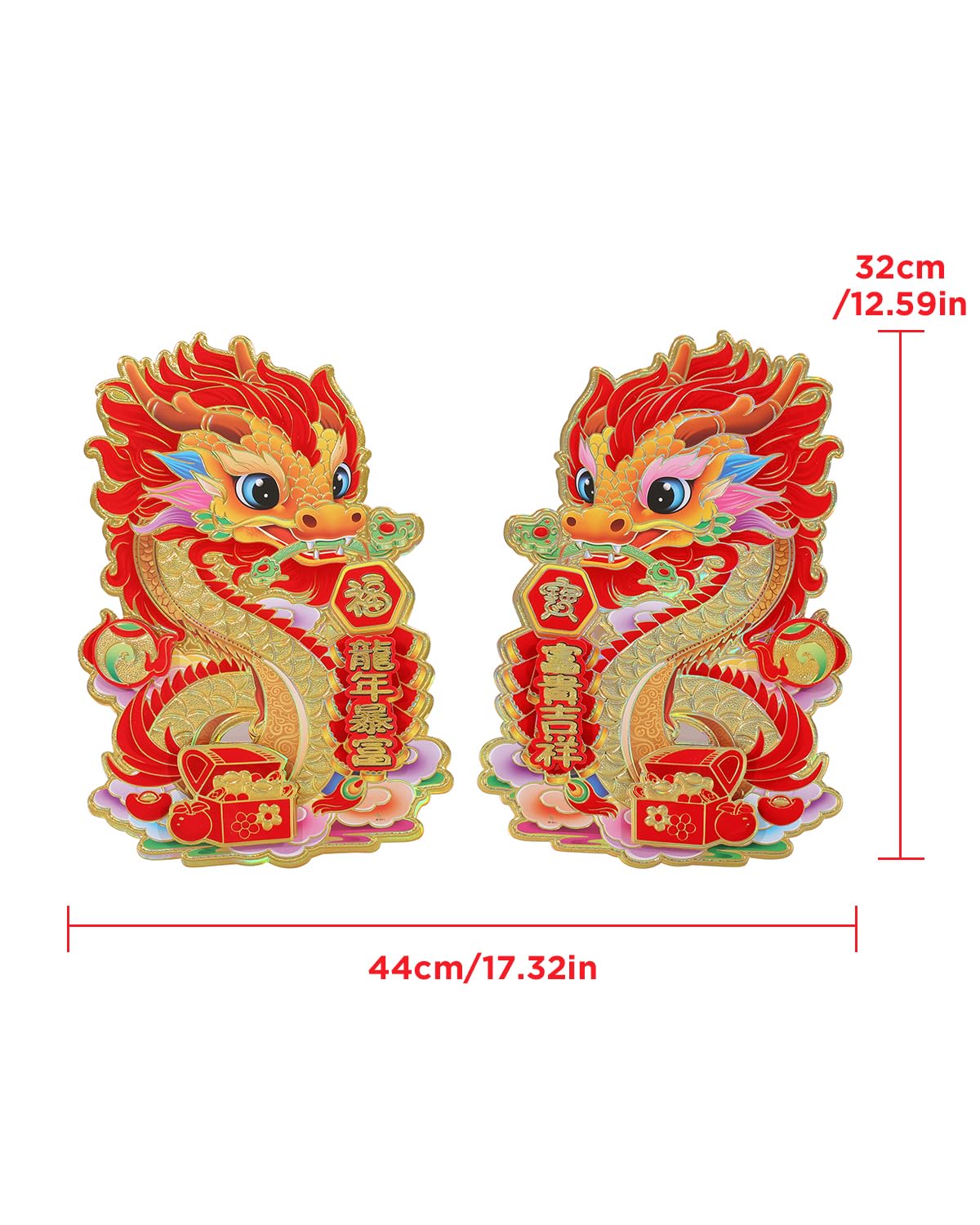 Collection of Chinese New Year Blessing Door Sticker Decorative 2024 New Year Zodiac Dragon Character Ornament Wall Window Clings for Home House Restaurant Store Party Decoration (Red - Pinsot in a gallery layout