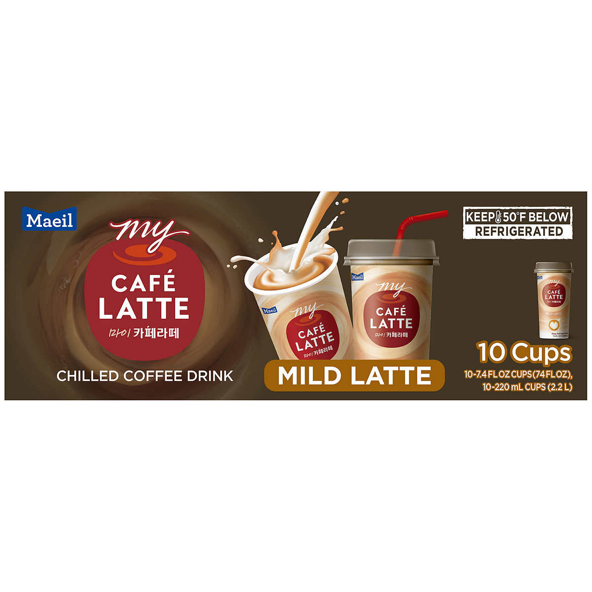 Collection of Maeil My Cafe Latte Chilled Coffee Drink, Mild Latte, 7.4 fl oz in a gallery layout