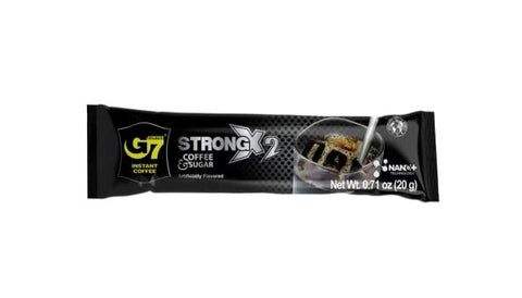 Trung Nguyen G7 Strong X2 Double Strength, 2 in 1 Instant Black Coffee and Sugar (20 Single Serve Packets)