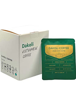 Collection of Dakoli Premium Vietnamese Coffee - Pour Over and Single-Serve Coffee, Medium Roast, 100% Robusta Coffee - 10 Bags/ 1 Box in a gallery layout