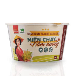 Collection of SIMPLY FOOD Instant Mushroom Glass Noodles (Miến Chay Nấm Hương) - 9 BOWLS/ 55g each in a gallery layout