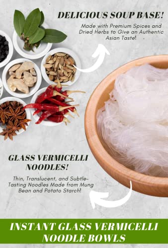 SIMPLY FOOD Instant Mushroom Glass Noodles (Miến Chay Nấm Hương) - 9 BOWLS/ 55g each
