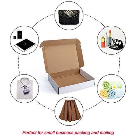 Dakoli Supplies 11x8x2 Inch Shipping Boxes 20 Pack Corrugated Cardboard Box Mailer for Small Business Mailing Packing, White
