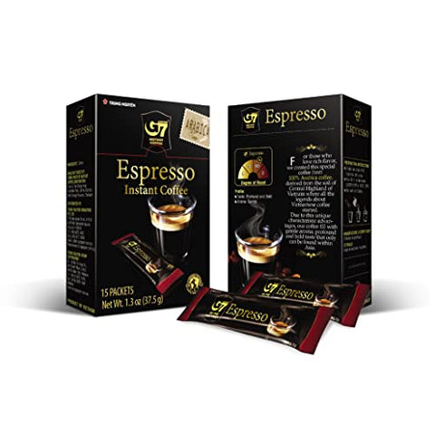 Trung Nguyen G7 Instant Coffee Espresso, 100% Arabica Coffee (15 Packets/Box, 4-Pack)