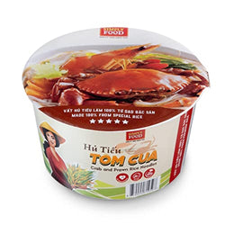 Collection of Instant Crab and Prawn Rice Noodles (Hu Tieu Tom Cua) 75g each/ 9 Bowls in a gallery layout