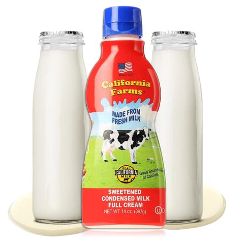 California Farms Sweetened Condensed Milk Full Cream in Squeeze Bottle! Made from Fresh Milk - 14 Oz/ 2 Bottles
