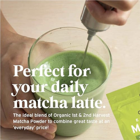 Sencha Naturals Organic Everyday Matcha Powder, Authentic Japanese Matcha Green Tea Powder, Premium First & Second Harvest Culinary Grade Organic Matcha Tea, Lattes & Baking, 4oz Bag (1 Pack)