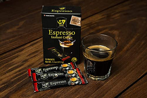 Trung Nguyen G7 Instant Coffee Espresso, 100% Arabica Coffee (15 Packets/Box, 4-Pack)