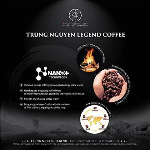 Trung Nguyen Legend Premium Instant Coffee for Energy Boost by NANO+ Technology - 18 Packets/Box