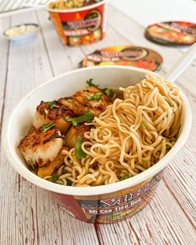 VI HUONG Instant Noodles Bowl – Authentic Vietnamese Instant Ramen Soup - Pack of 12 (Black Pepper Crab)