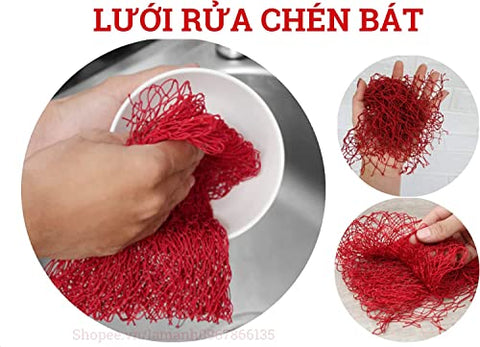 Kitchen Sponge, Multi Purpose Dishwasher, Heavy Duty Dishwashing Lưới Rửa Chén (1 Pieces, Red)