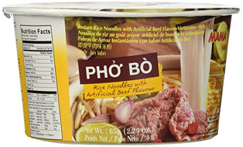 MAMA Pho Bo Instant Beef Soup Bowl Noodle In Vietnamese Style (6-Bowl Pack, 2.29 oz Per Bowl)