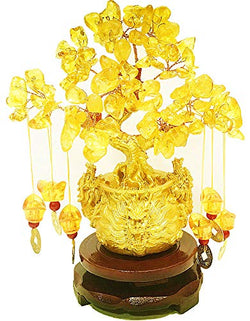 Collection of Feng Shui Citrine/Citrine Money Tree and Citrine Tree, Faucet Crystal Tree/Chinese Dragon Fortune Crystal Tree/Gift Tree (Yellow) in a gallery layout