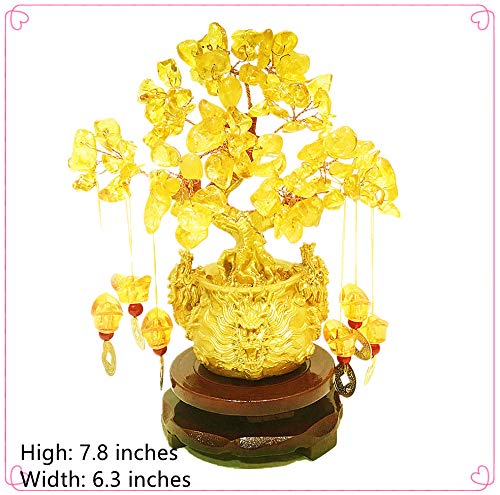 Collection of Feng Shui Citrine/Citrine Money Tree and Citrine Tree, Faucet Crystal Tree/Chinese Dragon Fortune Crystal Tree/Gift Tree (Yellow) in a gallery layout